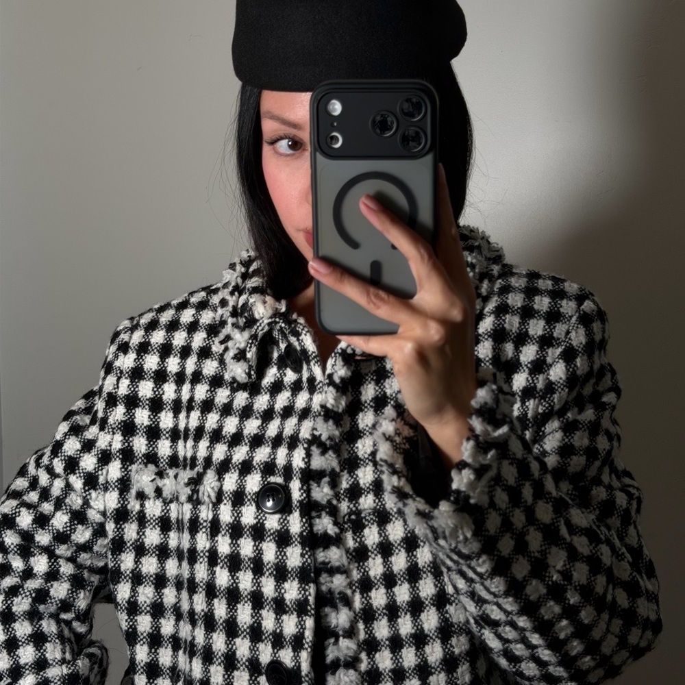 1990’s JG Hook Black and White Houndstooth Coat